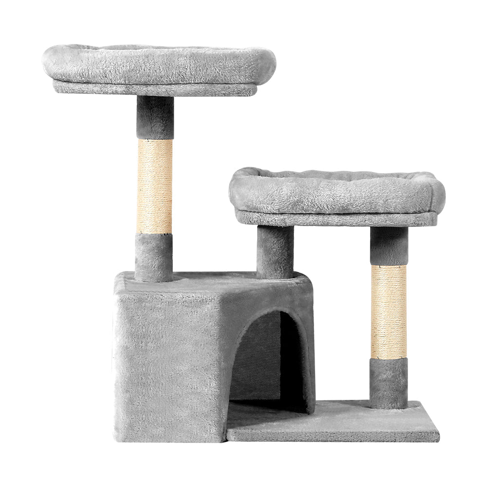 Bring Your Cat's Playtime to New Heights with i.Pet's 69cm Wood Cat Tree Tower, Featuring a Scratching Post, Cozy Condo House, and Plush Bed - Order Now!