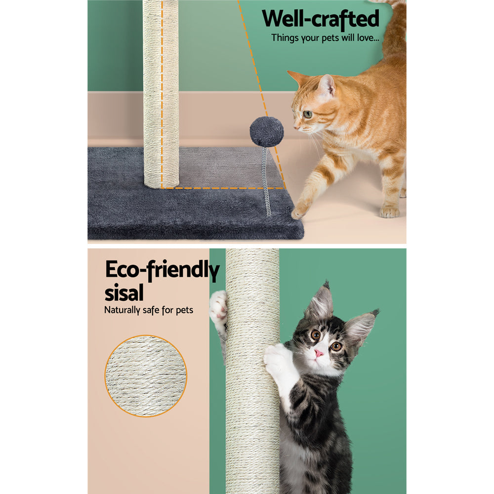 Upgrade Your Cat's Playtime with i.Pet's 105cm Grey Cat Tree Scratching Post with Hanging Toy