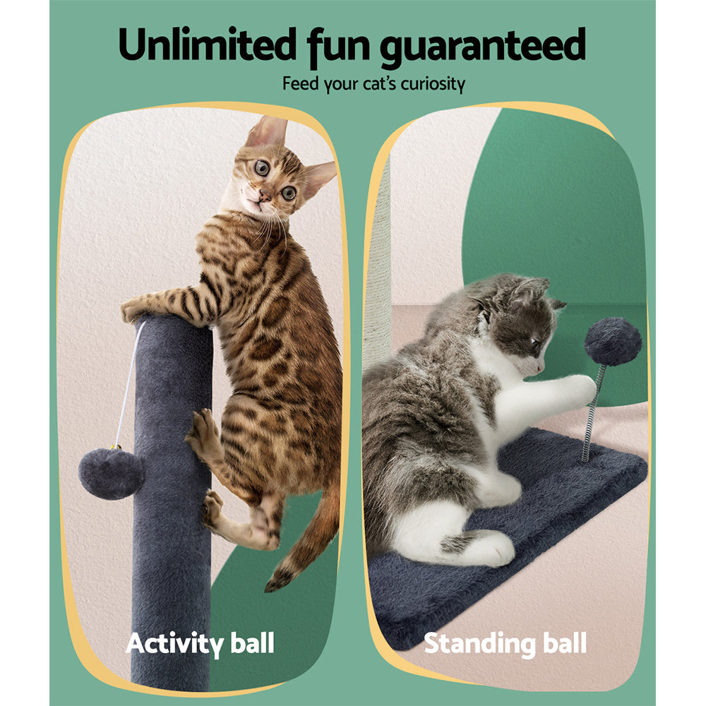 Upgrade Your Cat's Playtime with i.Pet's 105cm Grey Cat Tree Scratching Post with Hanging Toy