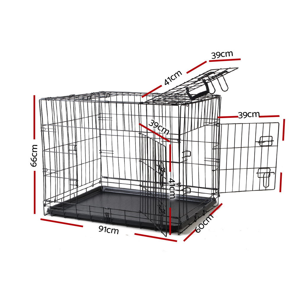 Metal Foldable Pet Cages - Black 48", 42", 36", 30"