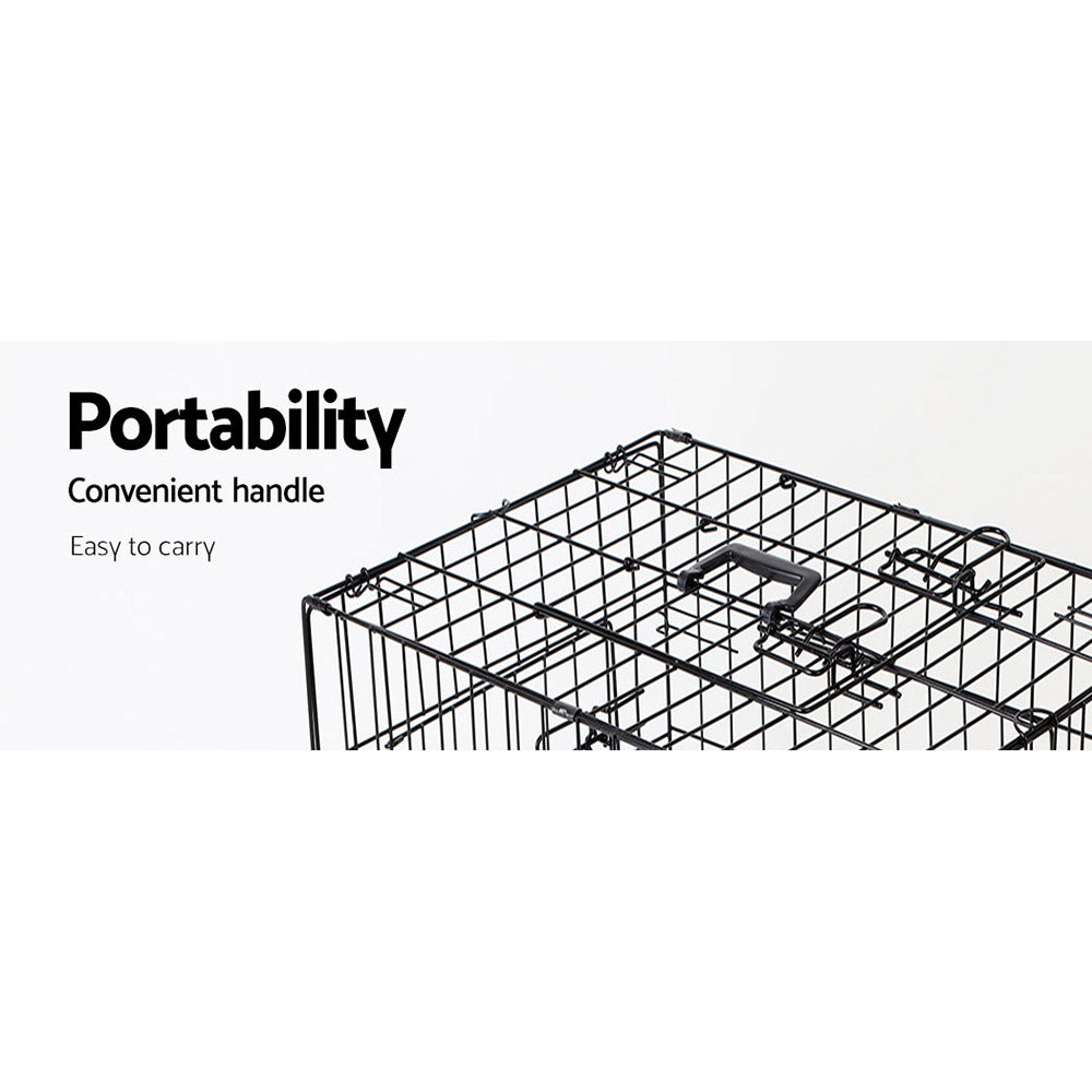 Metal Foldable Pet Cages - Black 48", 42", 36", 30"