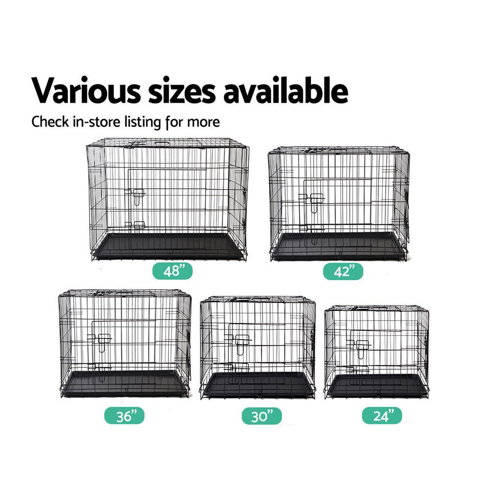 Metal Foldable Pet Cages - Black 48", 42", 36", 30"