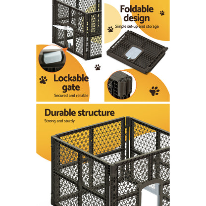 i.Pet Foldable Dog Playpen Enclosure - Plastic Panel Fence Puppy Cage