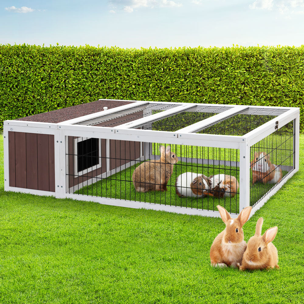 i.Pet Wooden Rabbit Hutch Chicken Coop Run Cage Habitat House Outdoor Large