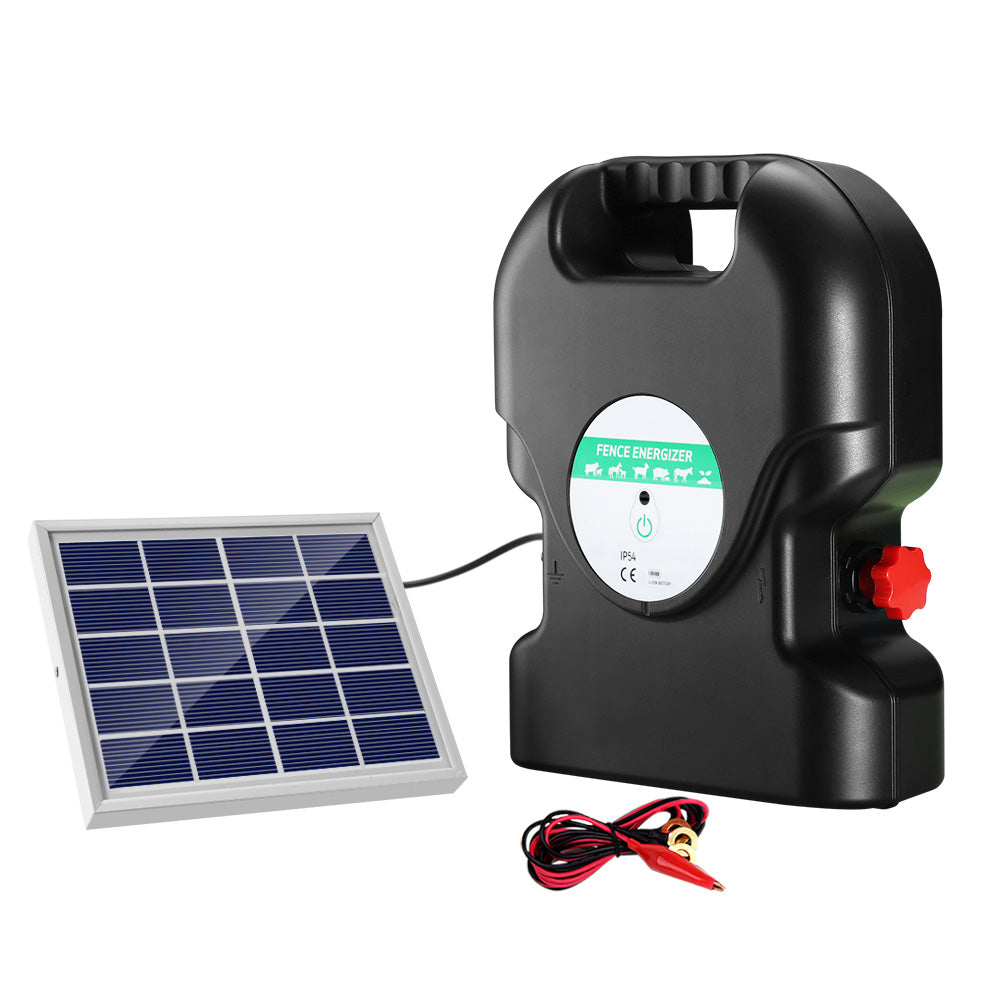 Solar panel: A device that captures sunlight and converts it into electricity to power the fence energizer charger.