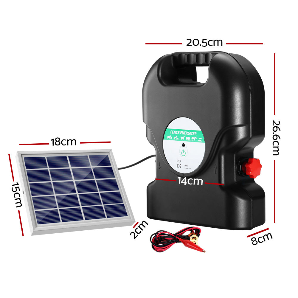 Giantz 20km Solar Electric Fence Energizer Charger - Discharge Energy: 1.2J