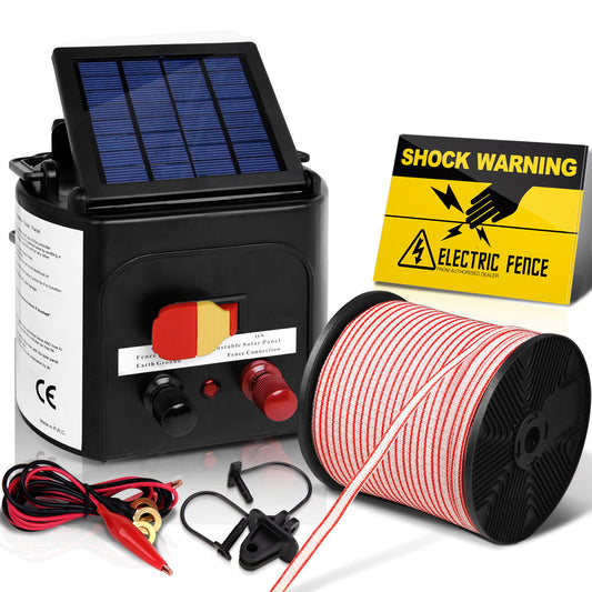 Giantz 3km Solar Electric Fence Energiser Charger with 400M Tape and 25pcs Insulators