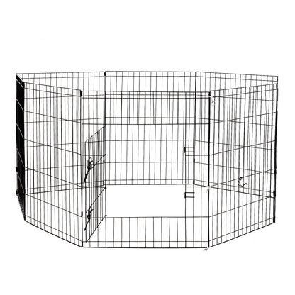 4Paws 8 Panel Playpen Puppy Exercise Fence Cage Enclosure - Black.