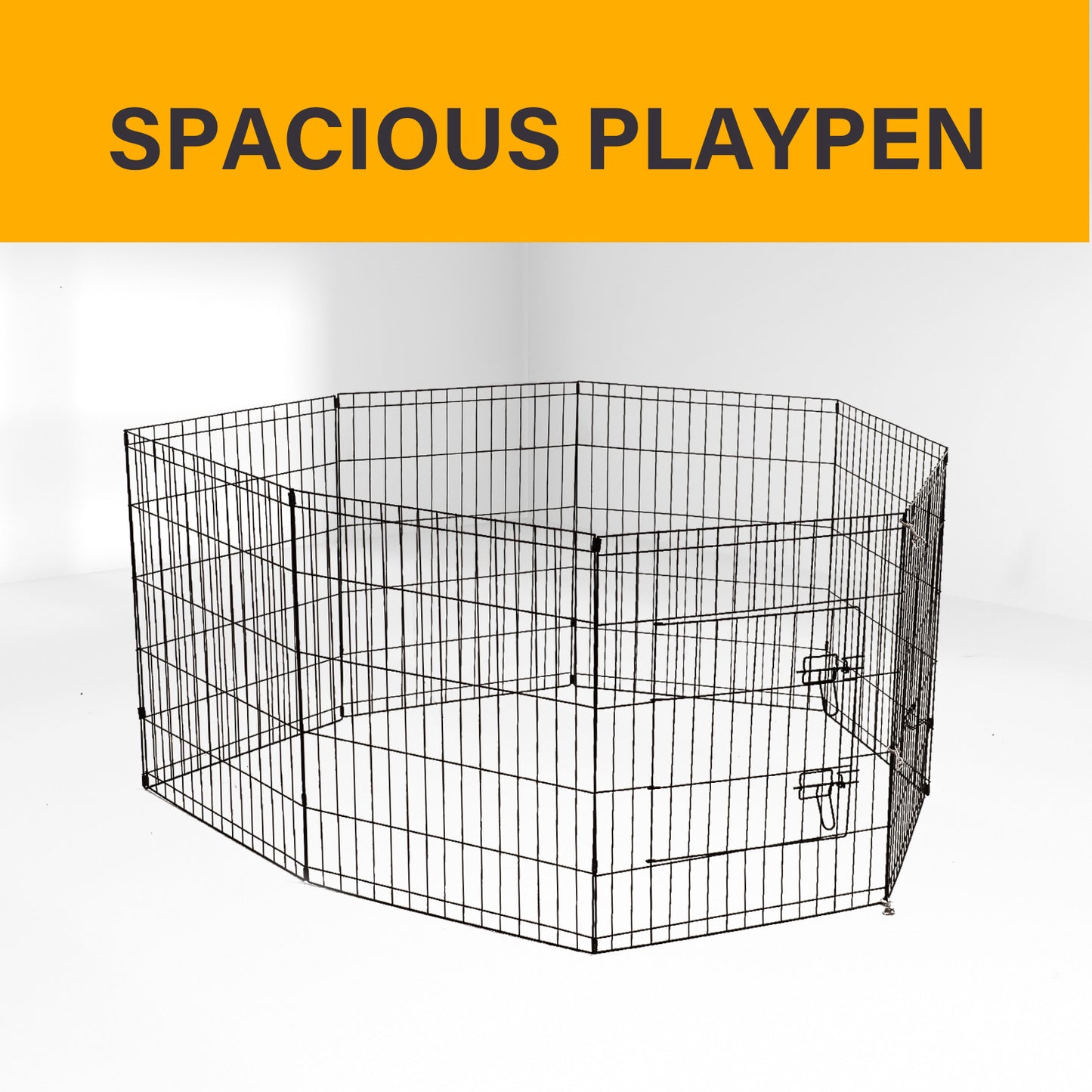 4Paws 8 Panel Playpen Puppy Exercise Fence Cage Enclosure - Black.