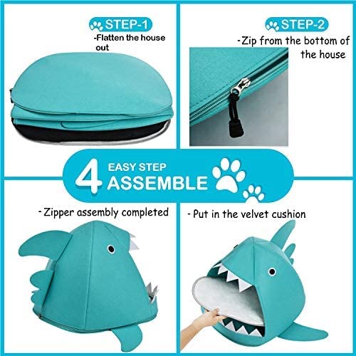 Shark Shape Pet Cave Bed for Cats and Small Dogs