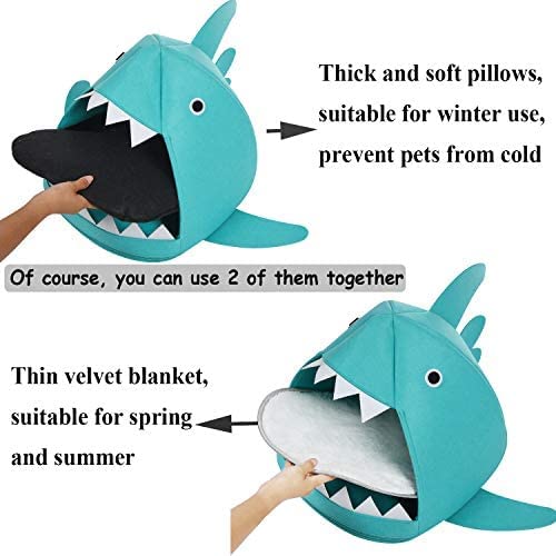 Shark Shape Pet Cave Bed for Cats and Small Dogs