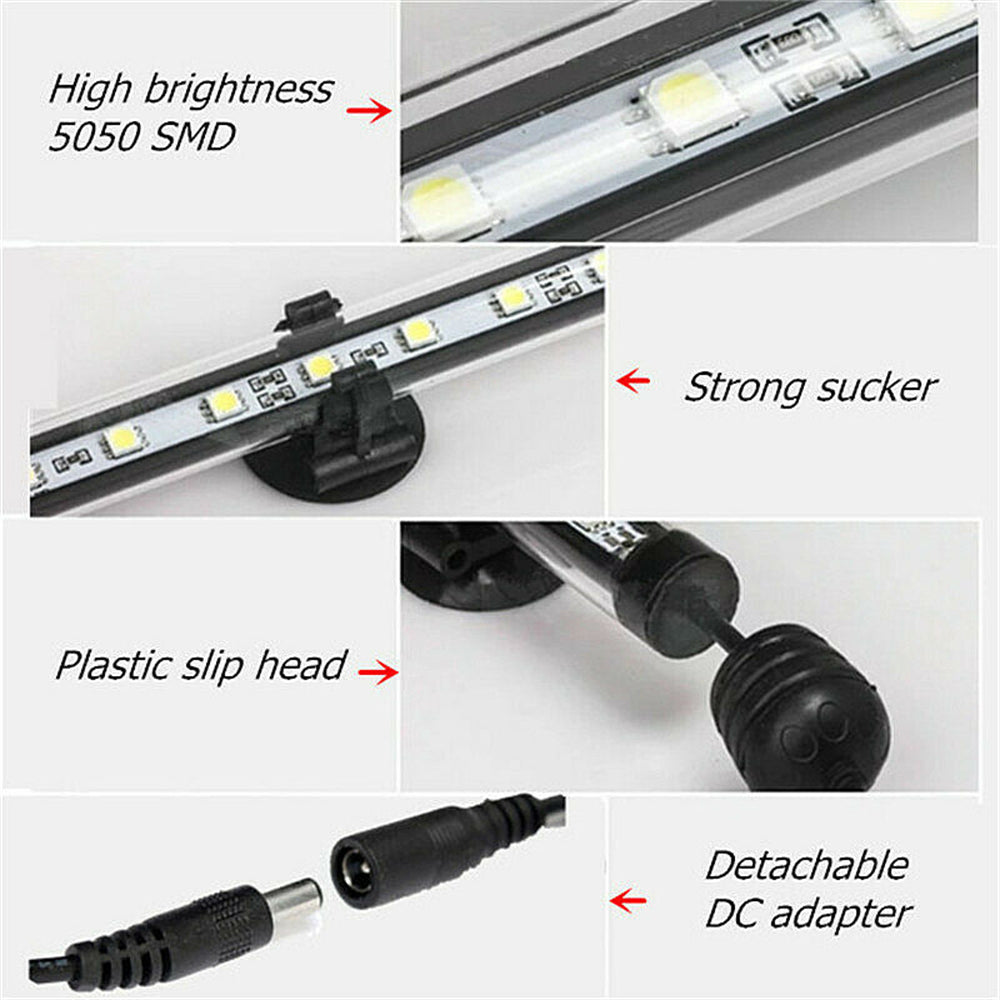 33 LED Aquarium Fish Tank LED Light Bar Lamp 58cm Pool Submersible Waterproof White Light