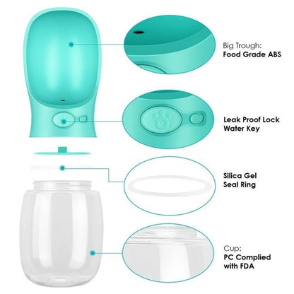 Pet Travel Water Bottle: Portable Dogs Drinking Feeder Leak-Proof Dispenser - Blue, Pink, White
