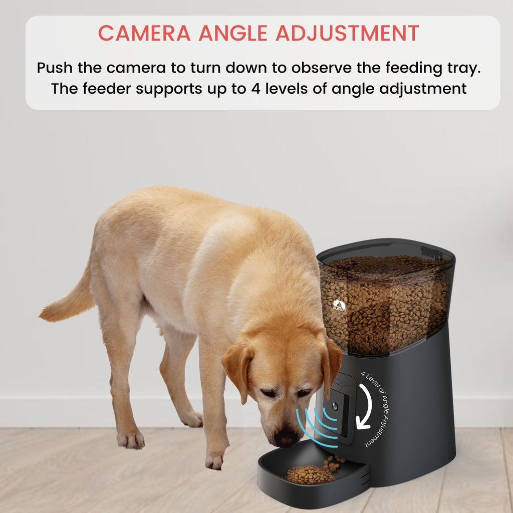 Floofi Smart Pet Feeder with Camera in Black and White Colour