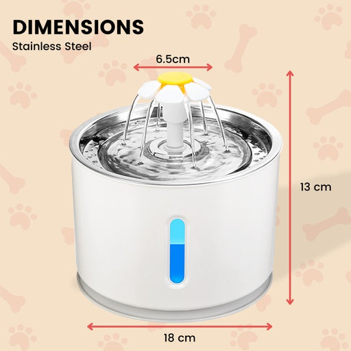 Floofi Pet Water Fountain 2.4L with Stainless Steel FI-WD-107-ZM