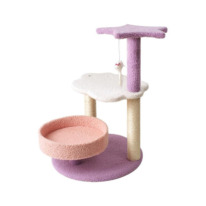 Floofi Galaxy Plush Scratching Posts - 61cm (Pink/Purple) & 75cm (Yellow/Green) Cat Trees