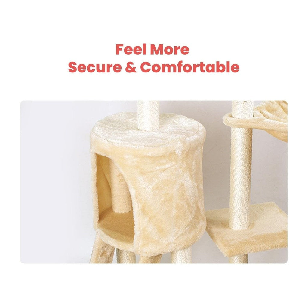 Floofi 138cm 5-Layer Plush Cat Condo Cat Tree