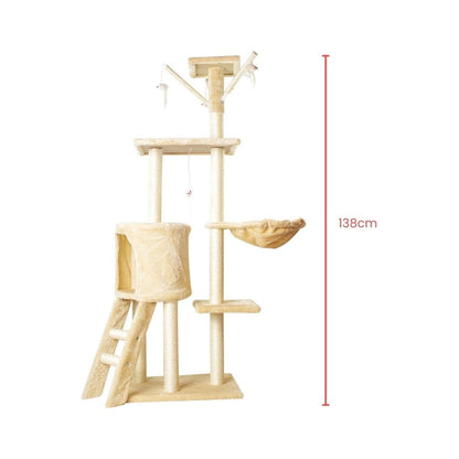 Floofi 138cm 5-Layer Plush Cat Condo Cat Tree