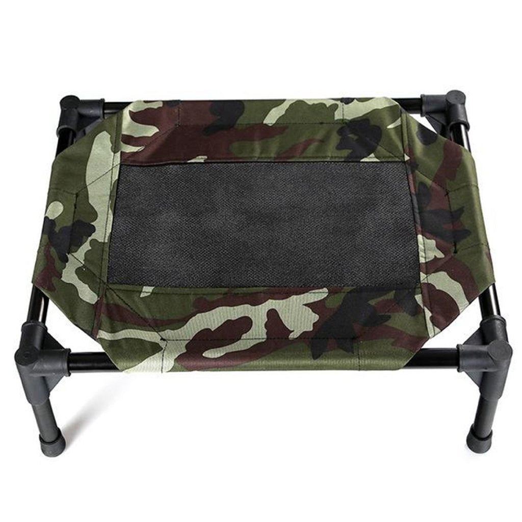 Floofi Elevated Camping Pet Bed in Grey and Army, Available in Sizes M and XL