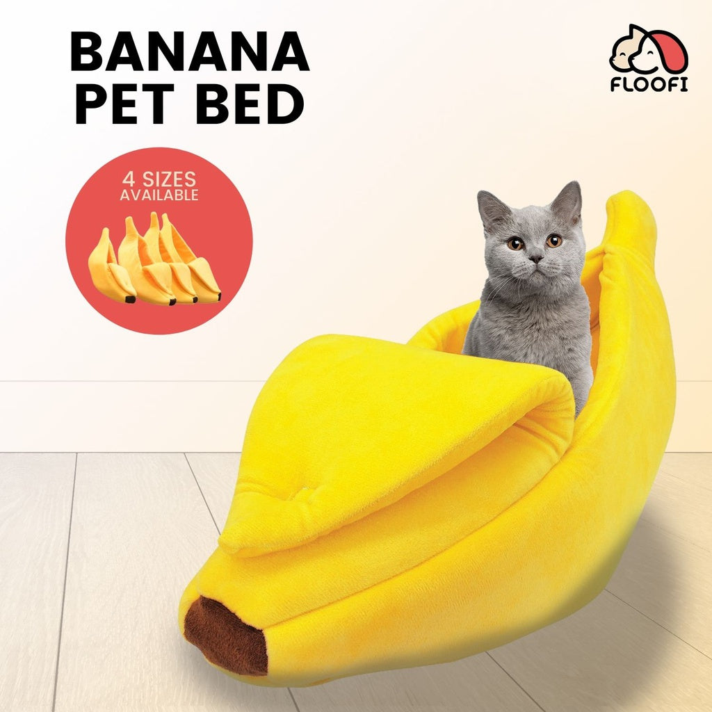 Floofi Banana Pet Bed – Yellow, Sizes S, M, L, XL | PT-PB-200/118/192/196-QQQ