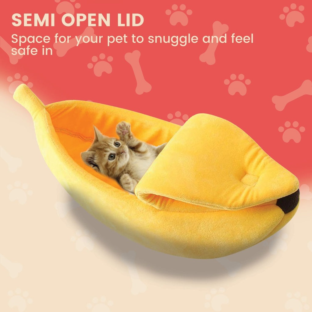 Floofi Banana Pet Bed – Yellow, Sizes S, M, L, XL | PT-PB-200/118/192/196-QQQ