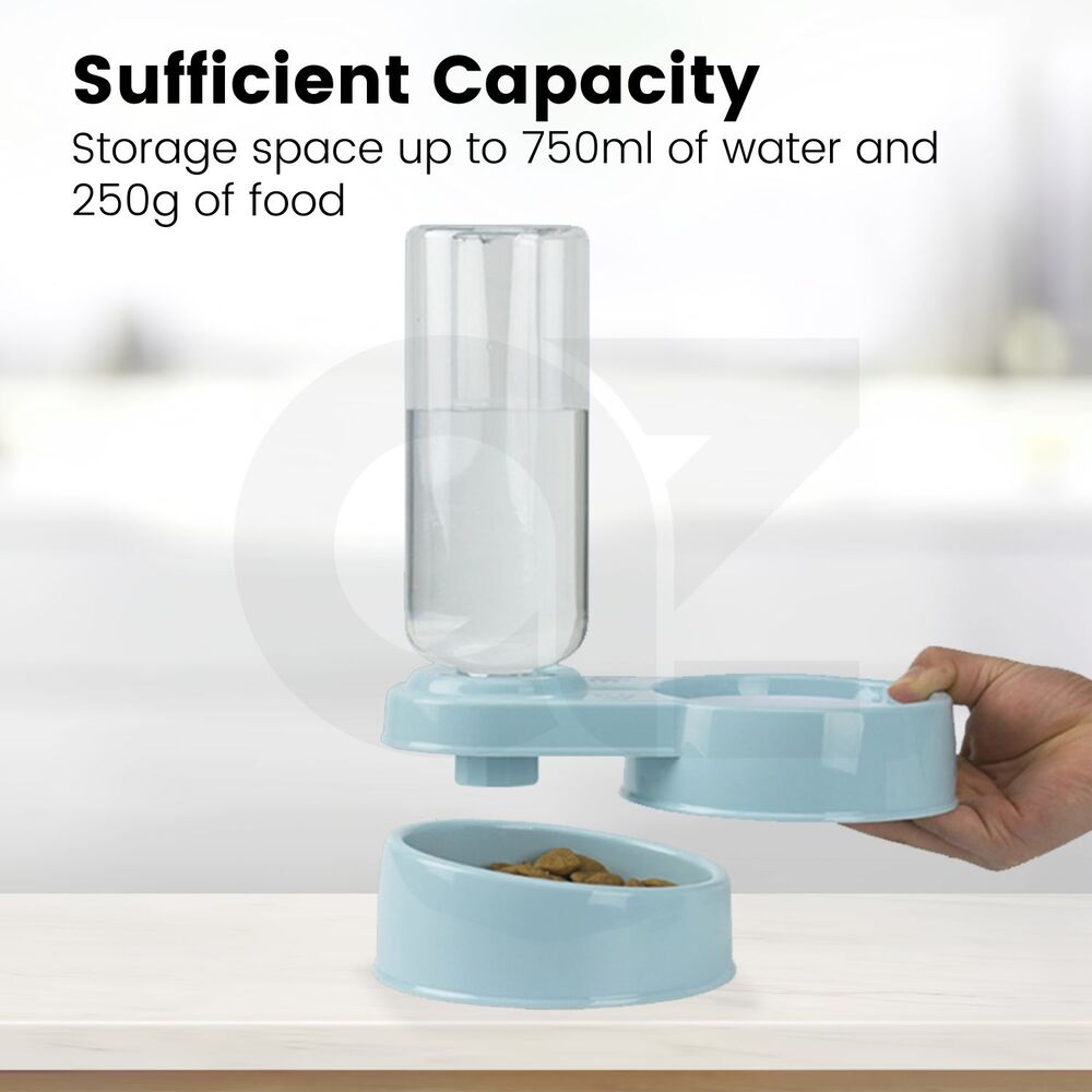 Floofi 2-in-1 Automatic Water & Food Feeder (Blue & Pink)