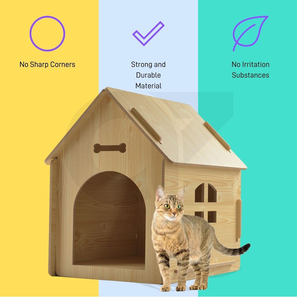 Floofi Wooden Pet House Without Door