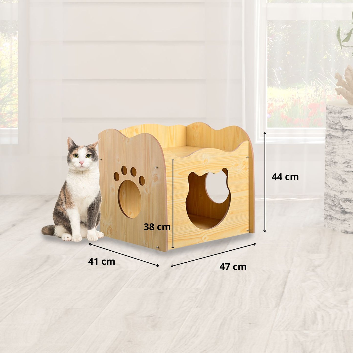 Floofi Pet House Wooden Cat Paw Shape Hole (Yellow) PT-PH-205-YS