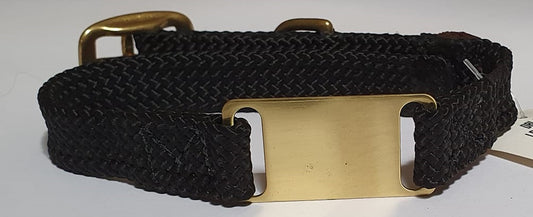 Mendota ID Junior Dog Collar with Brass Tag - Sizes: 35cm - Made in the USA