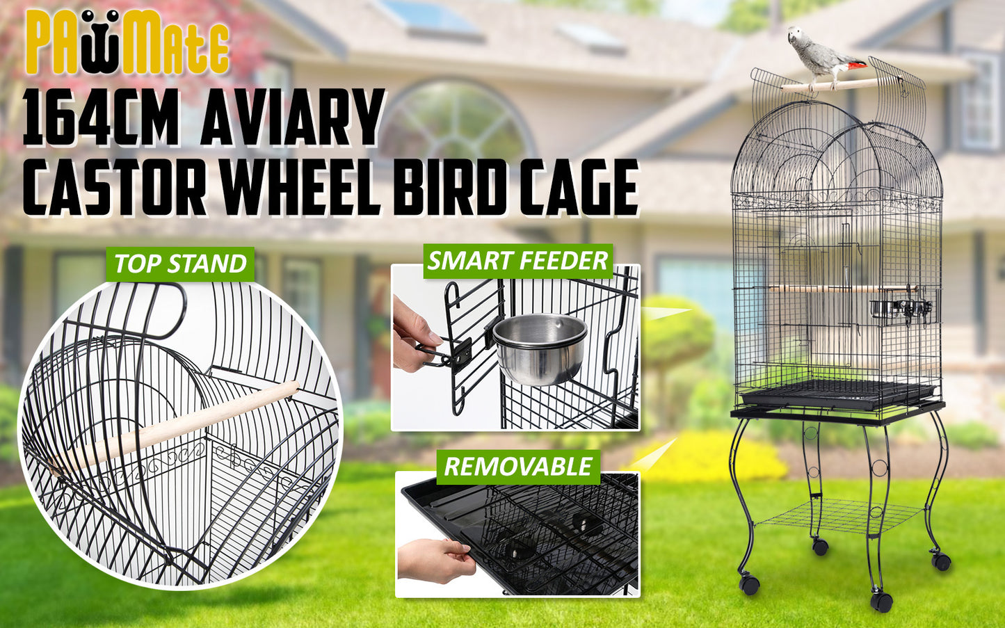 Paw Mate Bird Cage Parrot Aviary Soprano 164cm