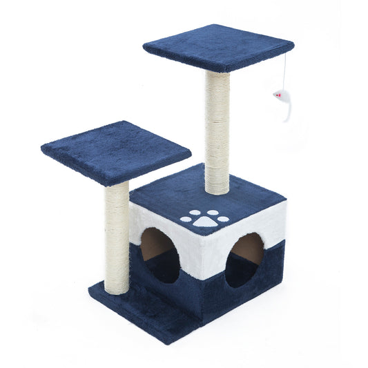 Paw Mate 69cm Blue, Grey, Red Cat Tree Mono: Multi-Level Scratcher