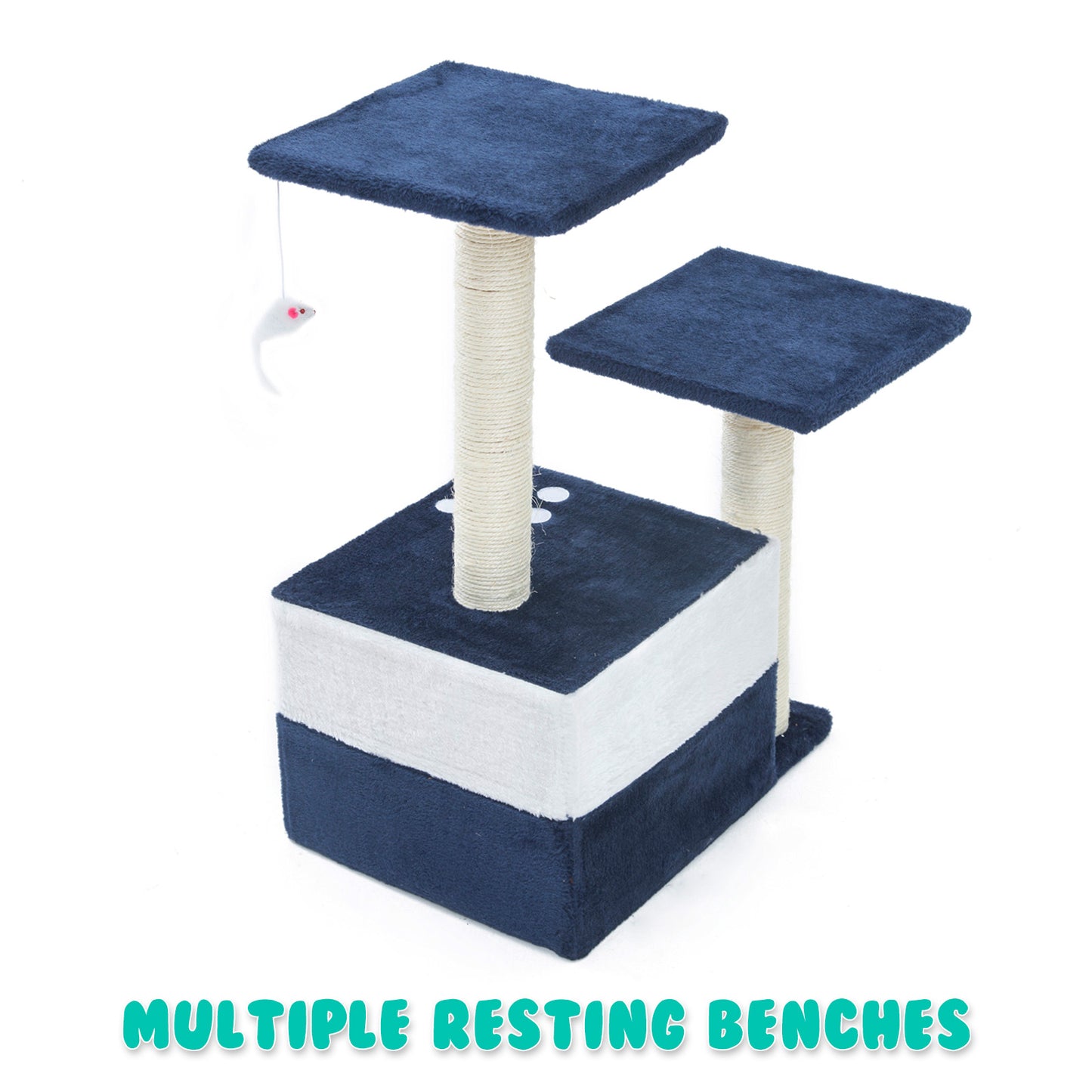 Paw Mate 69cm Blue, Grey, Red Cat Tree Mono: Multi-Level Scratcher