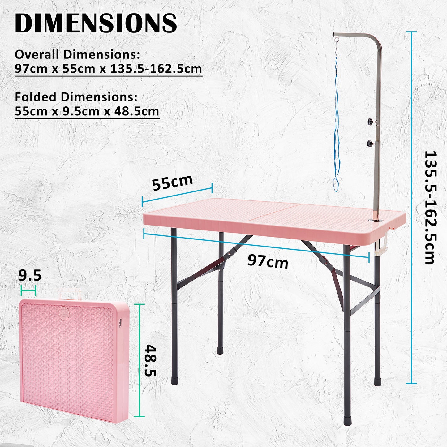 Paw Mat Grooming Salon Foldable Height-Adjustable Table for Dogs and Cats (97cm)