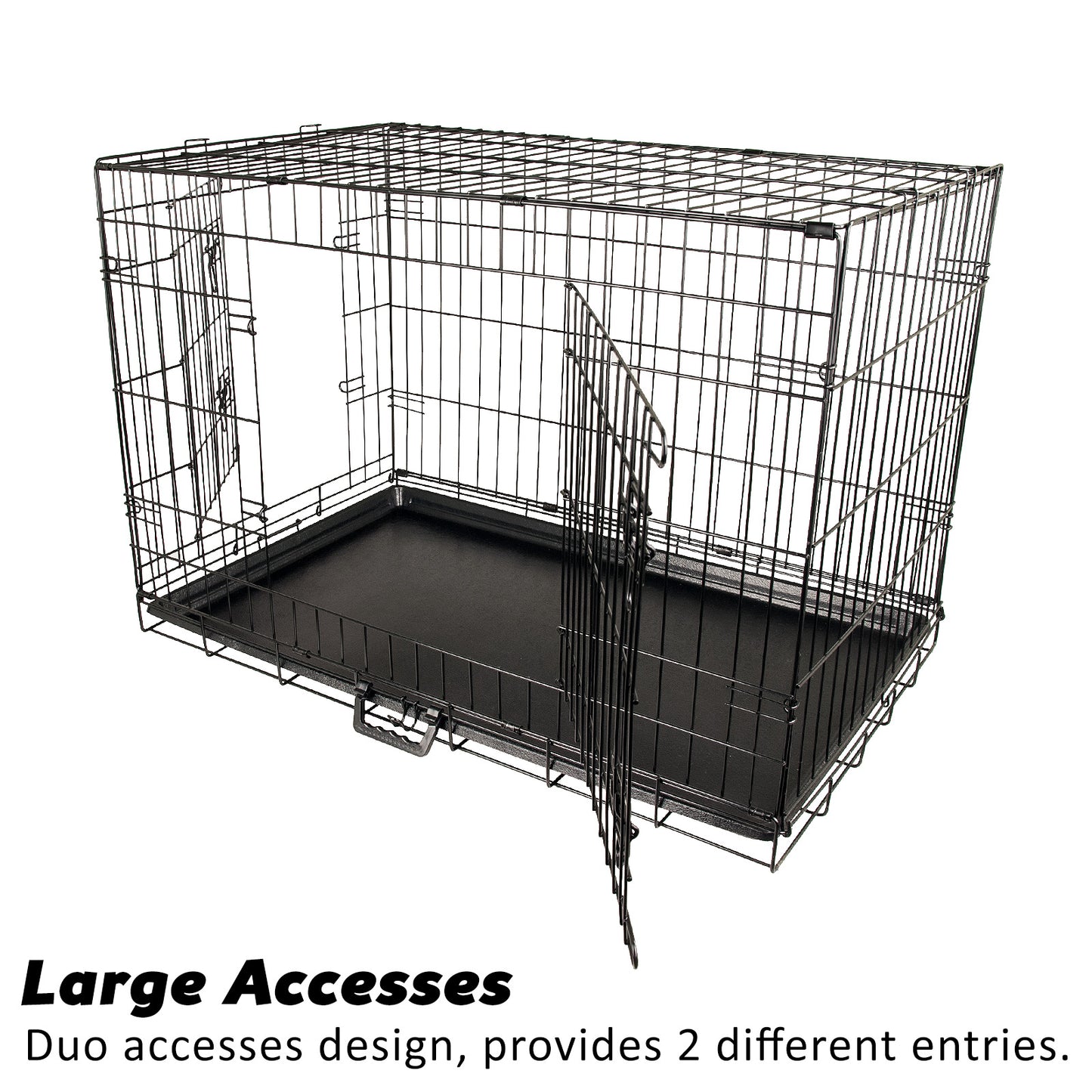 Paw Mate Wire Dog Cage Crate 24in with Tray + Cushion Mat + Blue Cover Combo