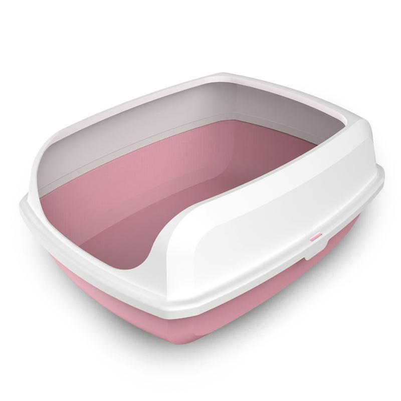 2 X Small High Side Portable Open Cat Toilet Litter Box Tray House With Scoop With Four Colour Pink, Blue, Brown and Grey