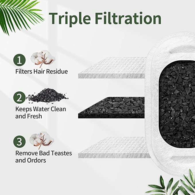 8x Pet Fountain Filter Replacement - Activated Carbon for Automatic Dispensers