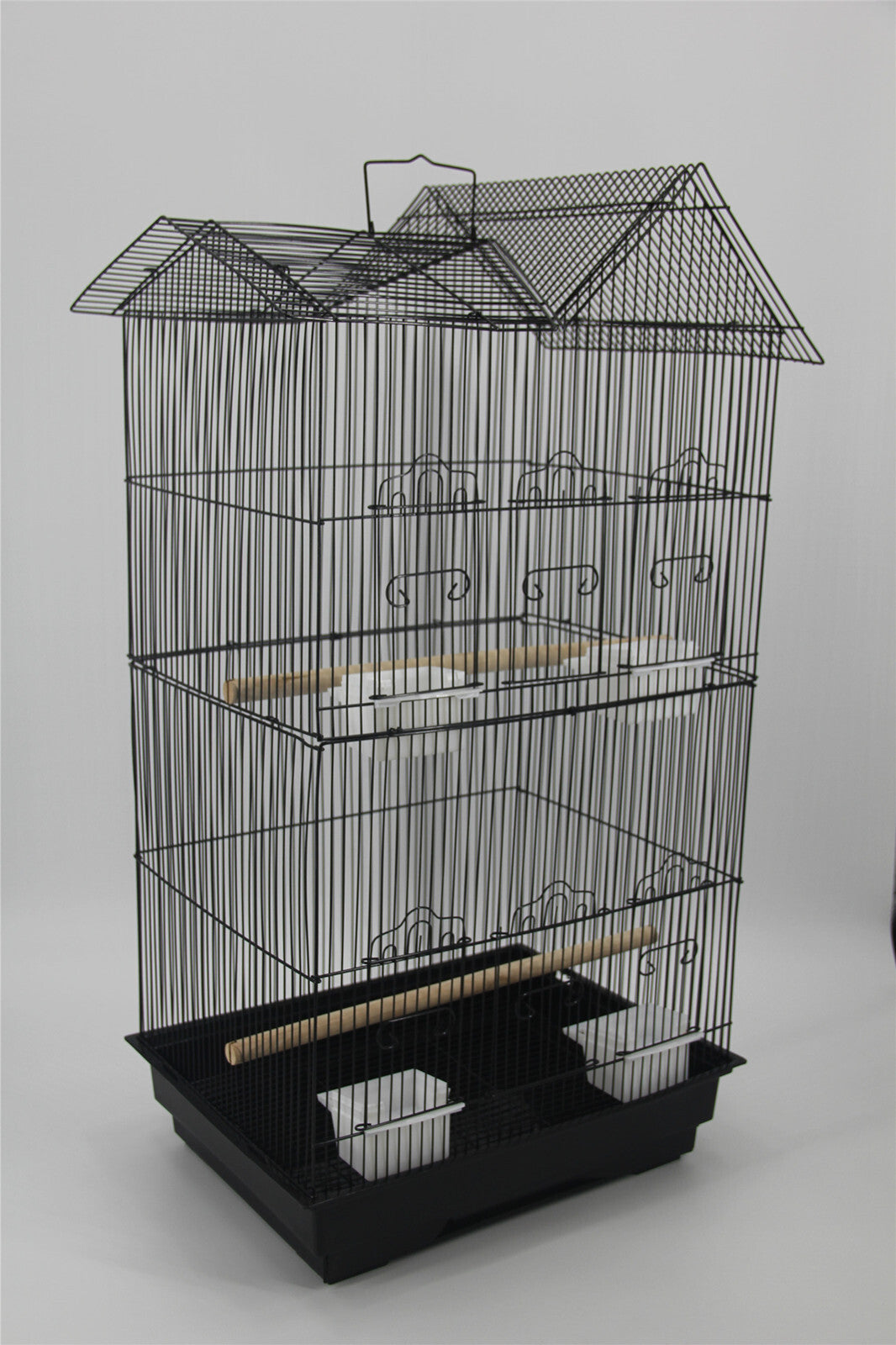 YES4PETS Medium Size Bird Cage Parrot Budgie Aviary with Perch - Black