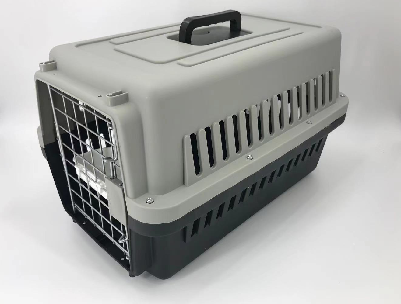 Medium Dog Cat Crate Pet Carrier Airline Cage With Bowl & Tray-Black