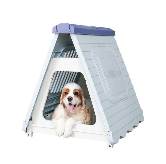 Small Foldable Plastic Pet Dog Puppy Cat House Kennel Blue