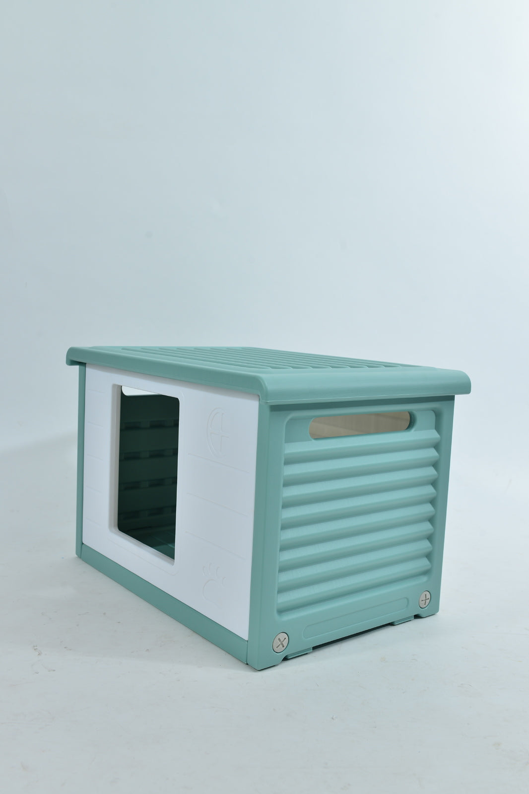 Small Plastic Pet Dog Puppy Cat House Kennel Green