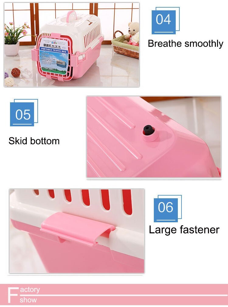 Small Dog Cat Crate Pet Carrier Rabbit Guinea Pig Cage With Tray-Pink