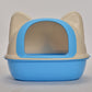 Medium Hooded Cat Toilet Litter Box Tray House With Scoop Blue