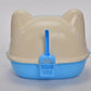 Medium Hooded Cat Toilet Litter Box Tray House With Scoop Blue