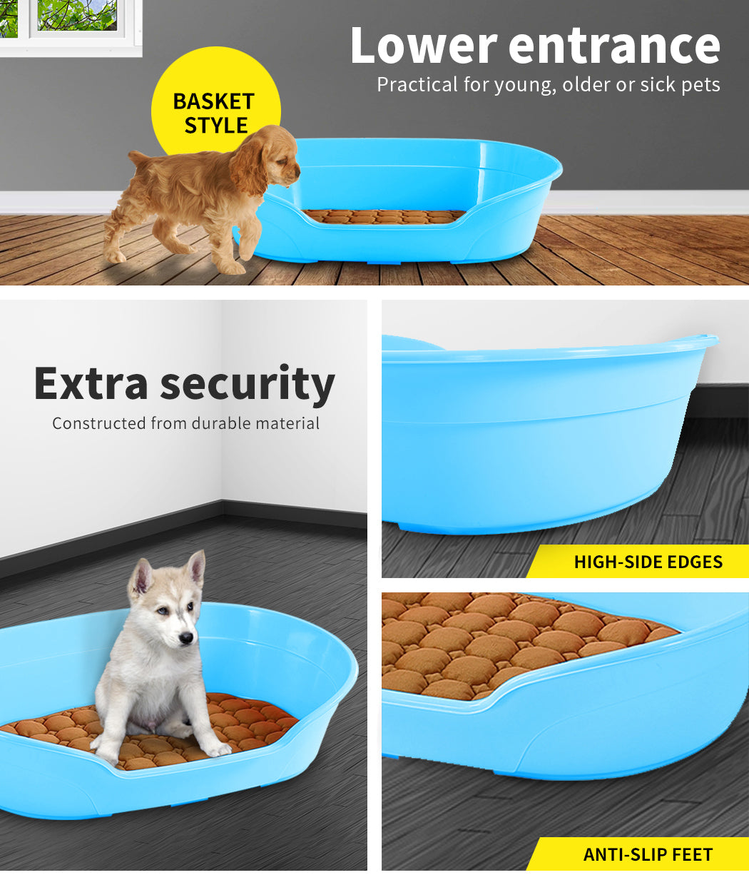 Pet Bed: Plastic Dog Bedding Sleeping Resting Washable Basket in Various Sizes and Colors