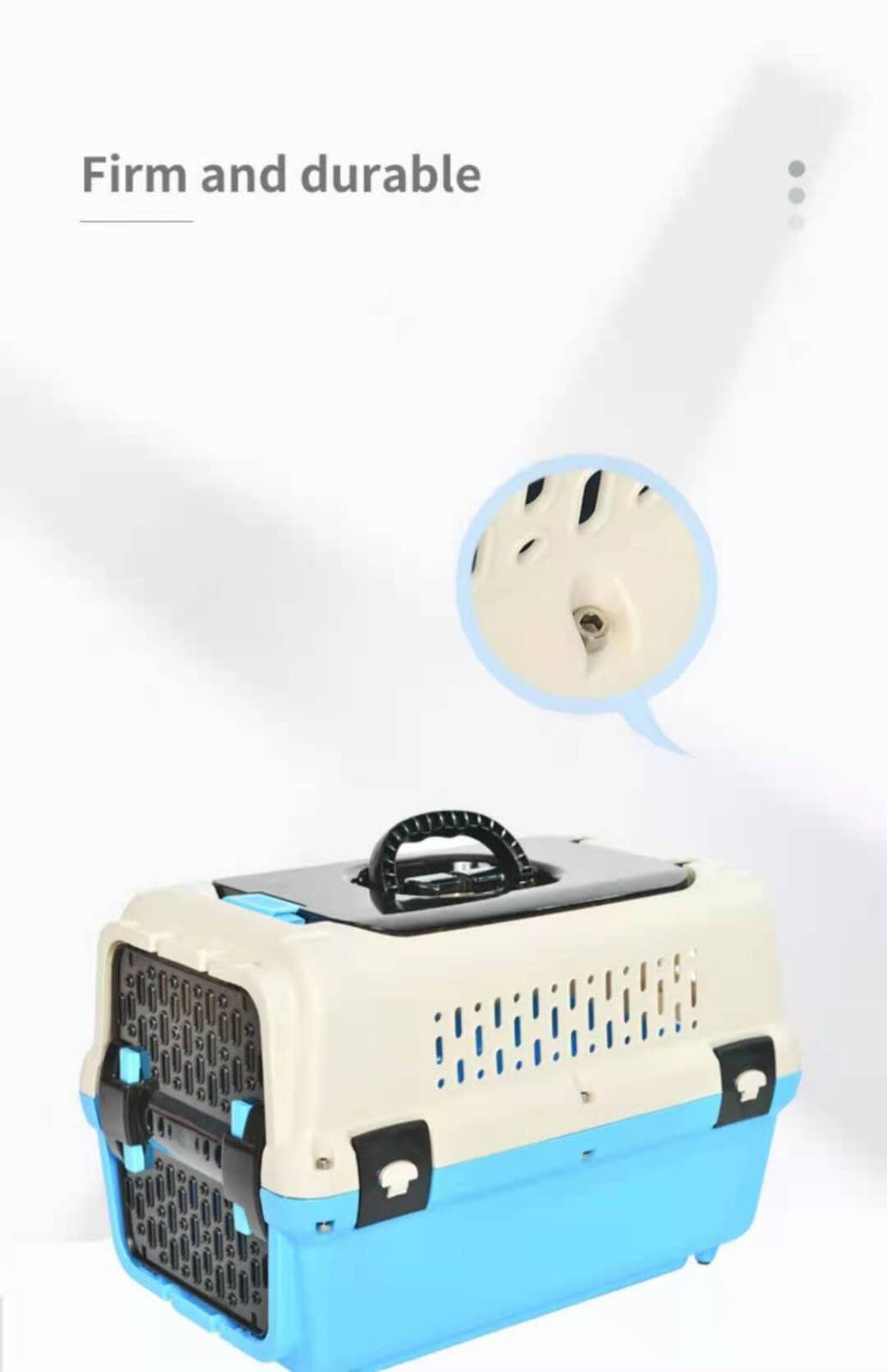 Medium Dog Cat Crate Pet Rabbit Carrier Travel Cage With Tray & Window Blue