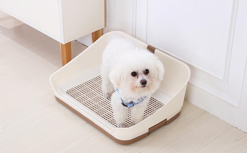 Medium Portable Dog Potty Training Tray Pet Puppy Toilet Trays Loo Pad Mat With Wall Brown