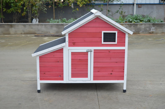 Red Chicken Coop Rabbit Hutch Cat Cage Hen Chook House