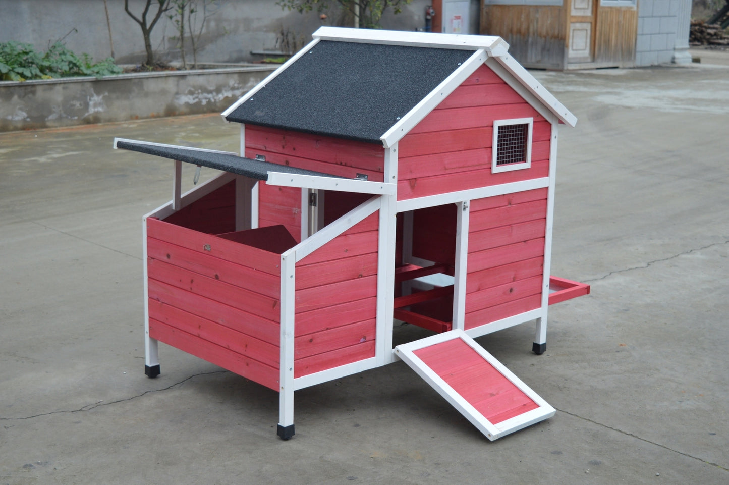 Red Chicken Coop Rabbit Hutch Cat Cage Hen Chook House