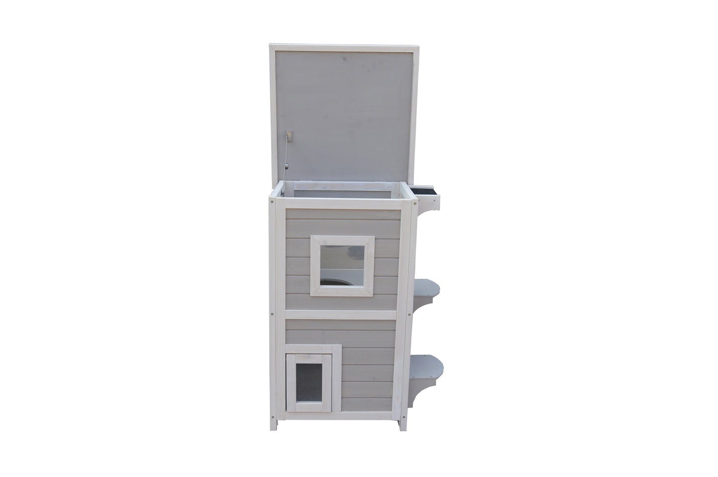 2 Story Cat Shelter Condo with Escape Door Rainproof Kitty House