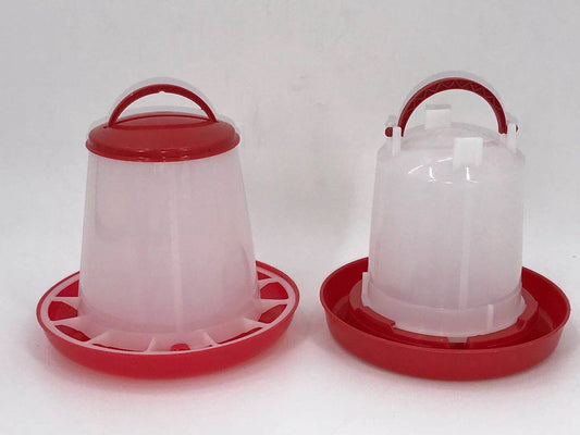 Small Poultry Bird Chicken Water Drinker 1 L & 1 kg Food Feeder Grain Seed Set